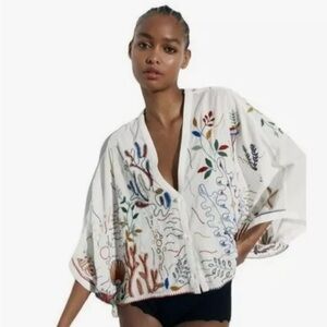 NWT Zara Sea Embroidered Top L